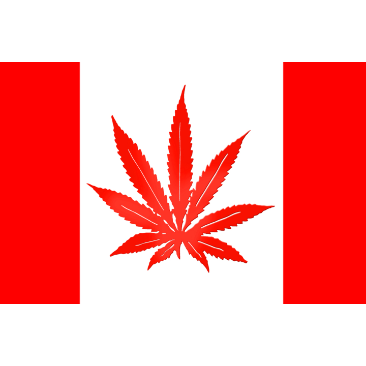 Drapeau canada canabis (5x3.3cm) - Sticker/autocollant