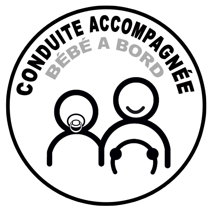 conduite demi accompagnée et bébé à bord - 15cm - Sticker/autocoll