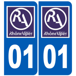 immatriculation 01 région (l'Ain) - Sticker/autocollant