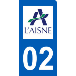 immatriculation motard 02 L'Aisne (6x3cm) - Sticker/autocollant