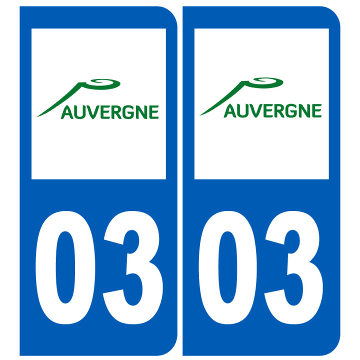 immatriculation 03 Auvergne - Sticker/autocollant