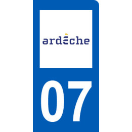 immatriculation motard 07 Ardèche (6x3cm) - Sticker/autocollant