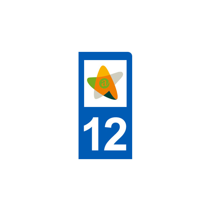 immatriculation motard 12 Aveyron (6x3cm) - Sticker/autocollant