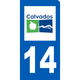 immatriculation motard 14 calvados (6x3cm) - Sticker/autocollant