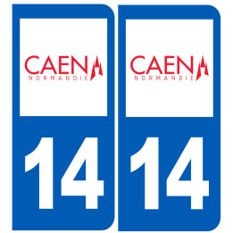 immatriculation 14 Caen (2fois 10,2x4,6cm) - Sticker/autocollant