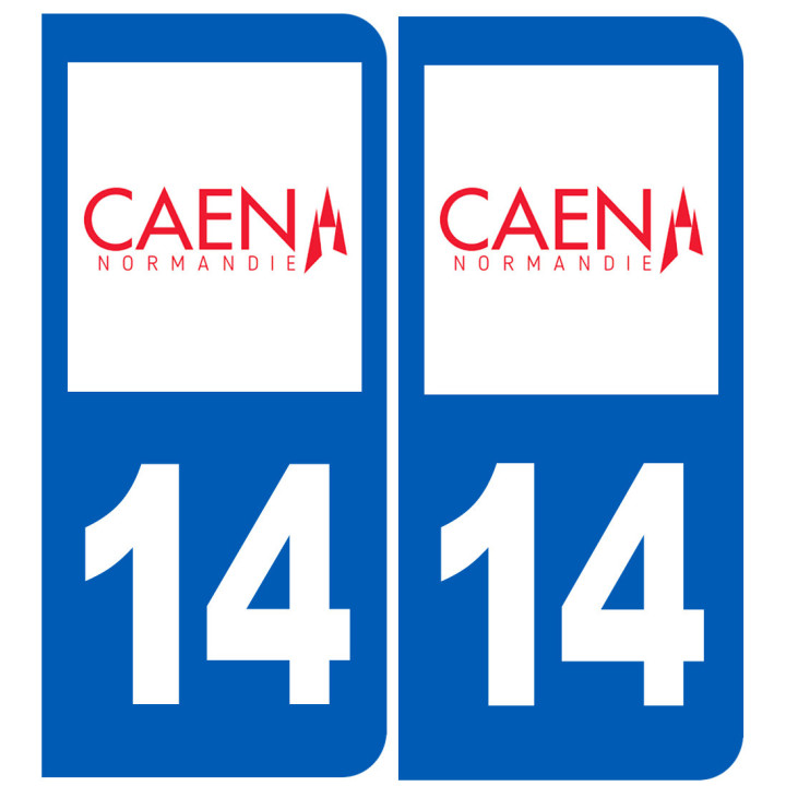 immatriculation 14 Caen (2fois 10,2x4,6cm) - Sticker/autocollant