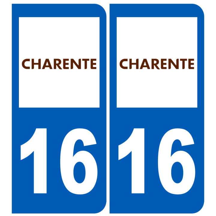 immatriculation 16 Charente - Sticker/autocollant