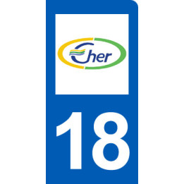 immatriculation motard 18 Cher (6x3cm) - Sticker/autocollant