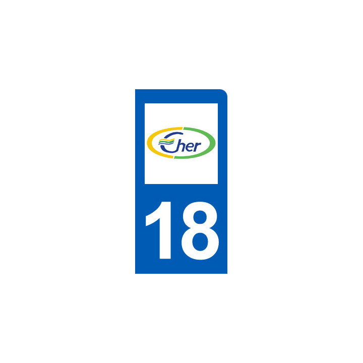 immatriculation motard 18 Cher (6x3cm) - Sticker/autocollant