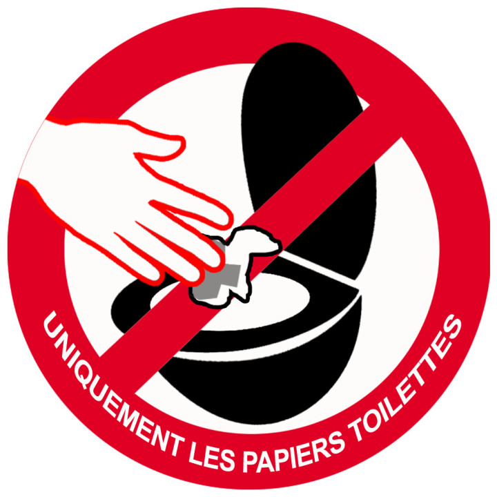 ne rien jeter hors papier toilettes dans les WC - 5cm - Sticker/autoco