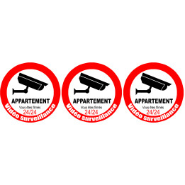 vidéo surveillance appartement - 3fois 5cm - Sticker/autocollant