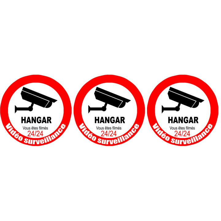vidéo surveillance HANGAR - 3fois 5cm - Sticker/autocollant