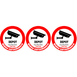 vidéo surveillance DEPOT - 3fois 5cm - Sticker/autocollant