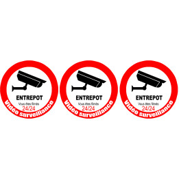 vidéo surveillance ENTREPOT - 3fois 5cm - Sticker/autocollant