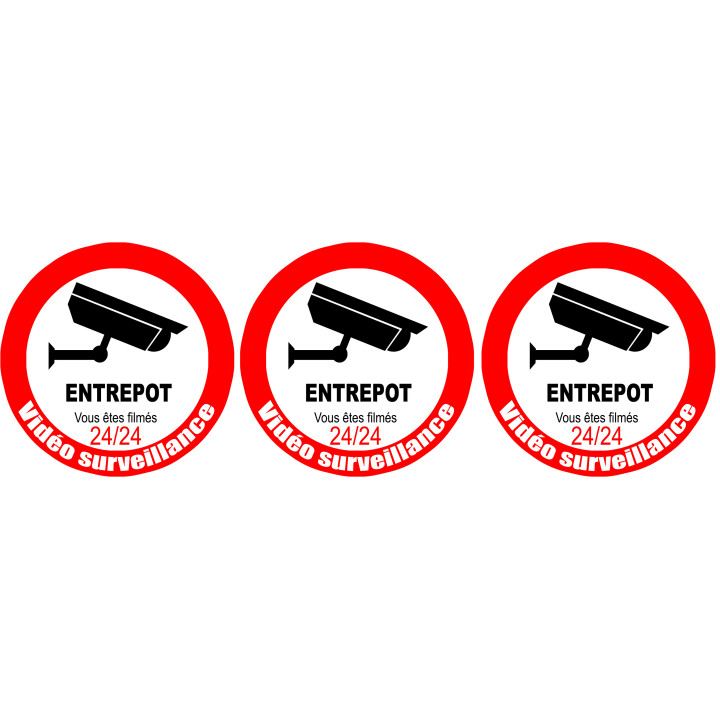 vidéo surveillance ENTREPOT - 3fois 5cm - Sticker/autocollant