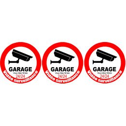 vidéo surveillance Garage - 3fois 5cm - Sticker/autocollant