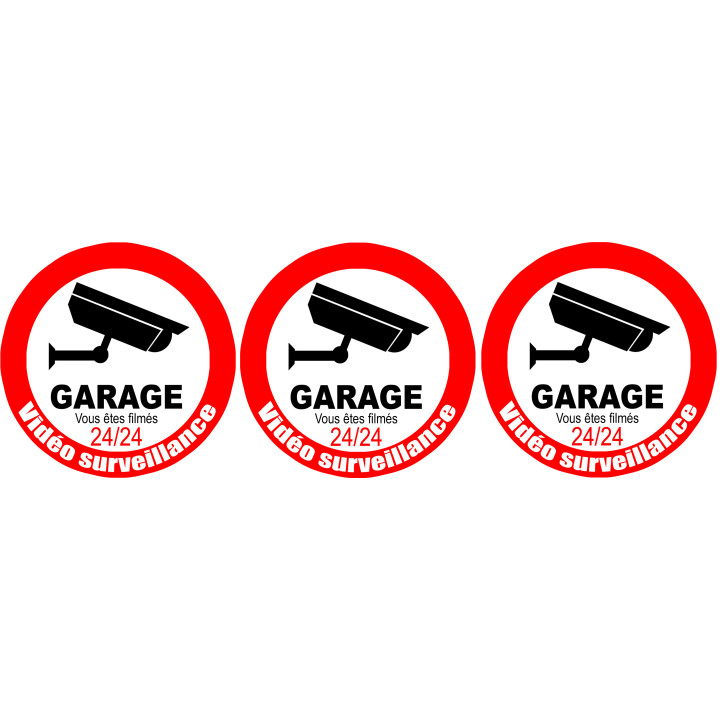 vidéo surveillance Garage - 3fois 5cm - Sticker/autocollant
