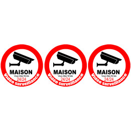 vidéo surveillance Maison - 3fois 5cm - Sticker/autocollant