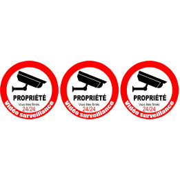 vidéo surveillance Propriété - 3fois 5cm - Sticker/autocollant