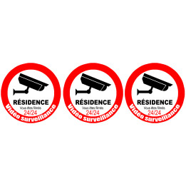 vidéo surveillance Résidence - 3fois 5cm - Sticker/autocollant