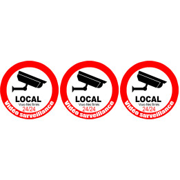 vidéo surveillance local - 3x5cm - Sticker/autocollant