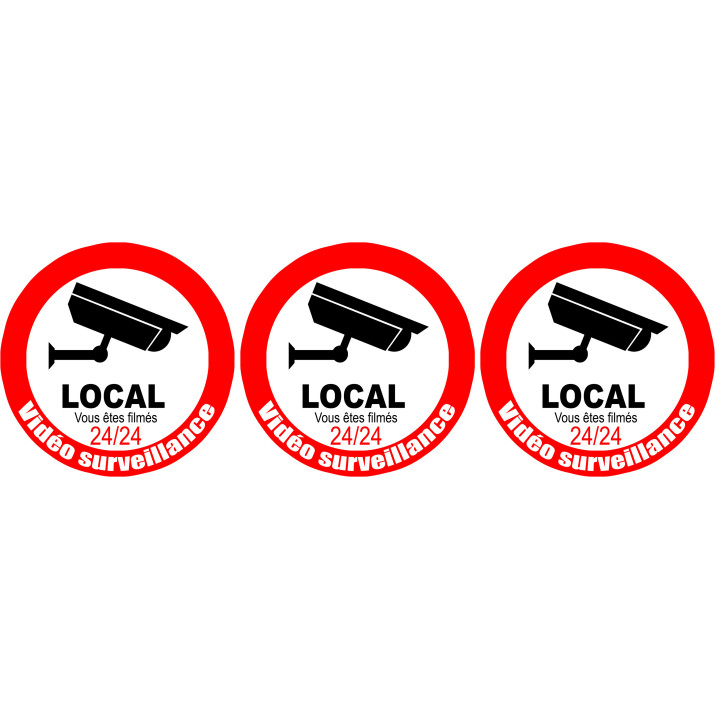 vidéo surveillance local - 3x5cm - Sticker/autocollant