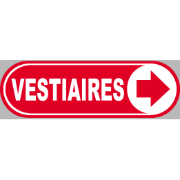 Vestiaires rouge flèche droite - 20x6.6cm - Sticker/autocollant