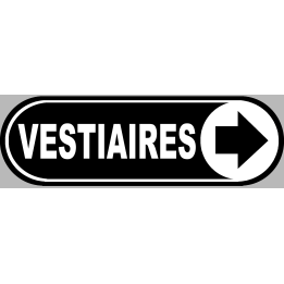 Vestiaires noir flèche droite - 20x6.6cm - Sticker/autocollant