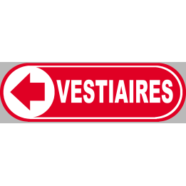 Vestiaires rouge flèche gauche - 28x9 cm - Sticker/autocollant