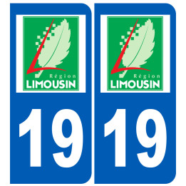immatriculation 19 Région Limousin - Sticker/autocollant