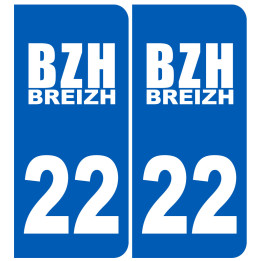 immatriculation 22 BZH - Sticker/autocollant