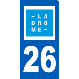 immatriculation motard 26 Drôme (6x3cm) - Sticker/autocollant