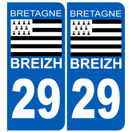 immatriculation 29 drapeau Breton - Sticker/autocollant