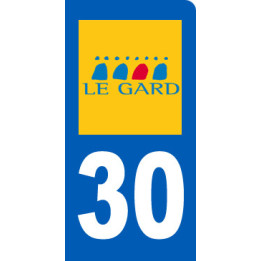 immatriculation motard 30 Gard (6x3cm) - Sticker/autocollant