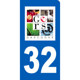 immatriculation motard 32 Gers (6x3cm) - Sticker/autocollant