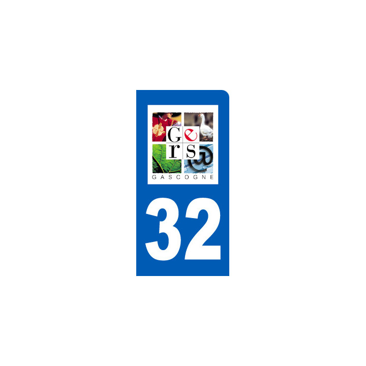 immatriculation motard 32 Gers (6x3cm) - Sticker/autocollant