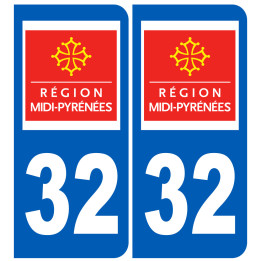 immatriculation 32 Midi-Pyrénées - Sticker/autocollant
