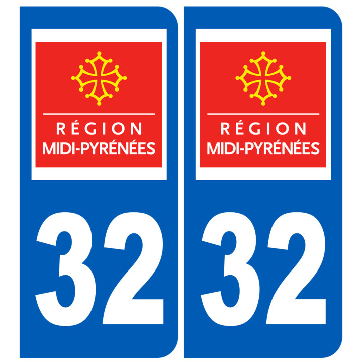 immatriculation 32 Midi-Pyrénées - Sticker/autocollant