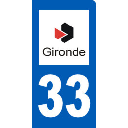 immatriculation motard 33 Gironde (6x3cm) - Sticker/autocollant
