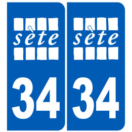 immatriculation 34 Sète blanc - Sticker/autocollant
