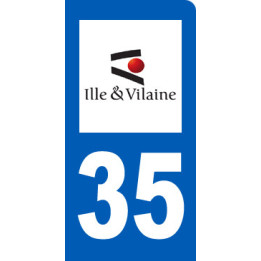 immatriculation motard 35 Ille-et-Vilaine (6x3cm) - Sticker/autocollan
