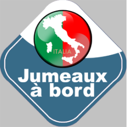 bébé à bord jumeaux d'origine Italienne - 10x10cm - Sticker/autocol
