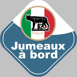 bébé à bord jumeaux d'origine Italienne - 10x10cm - Sticker/autocol