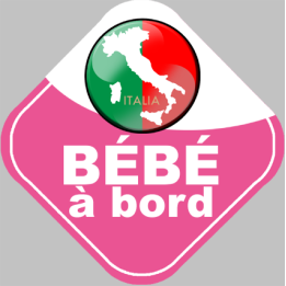 bébé à bord d'origine Italienne - 10x10cm - Sticker/autocollant