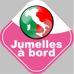 bébé à bord jumelles d'origine Italienne - 10x10cm - Sticker/autoco