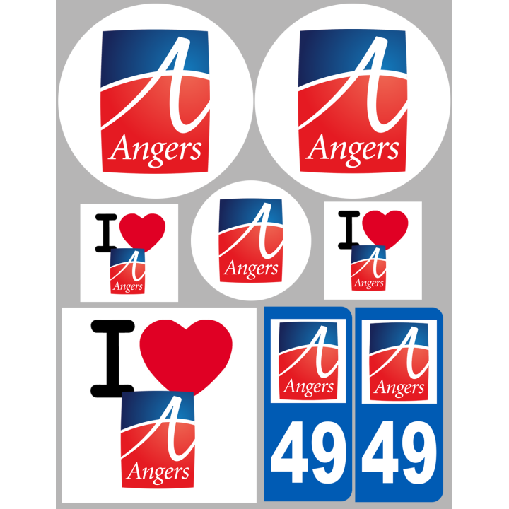 Angers 49 (8 autocollants variés) - Sticker/autocollant