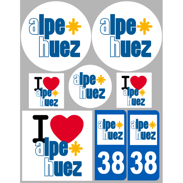 L'Alpe d'Huez 38 (8 autocollants variés) - Sticker/autocollant