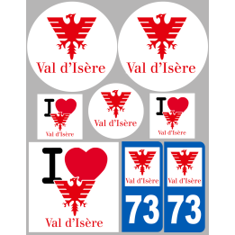Val d’Isère 73 (8 autocollants variés) - Sticker/autocollant