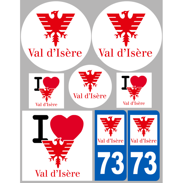Val d’Isère 73 (8 autocollants variés) - Sticker/autocollant