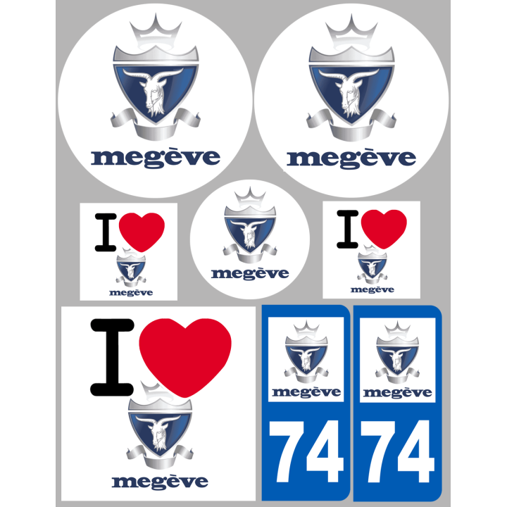 Megève 74 (8 autocollants variés) - Sticker/autocollant